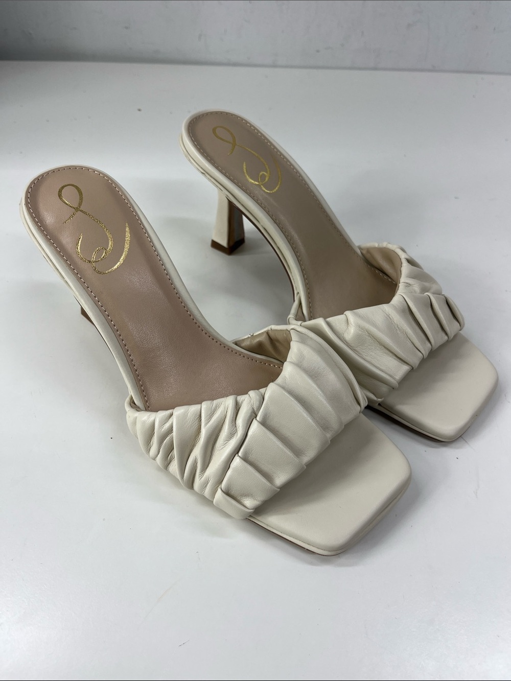 Sam Edelman Kittie Heels in Cream Leather Size 6.5